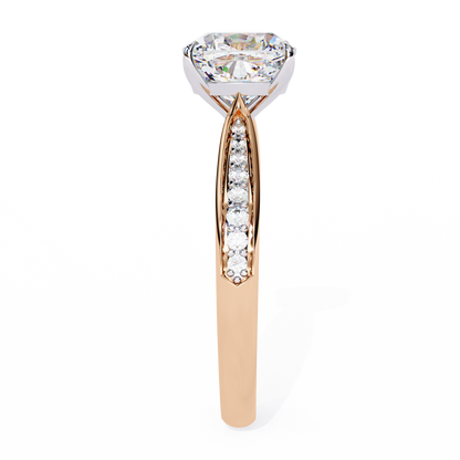 14K Solid Gold Cushion And Round lab Grown Diamond  Pave Set, Elegant Look Gift For her - HIGHCARAT DIAMONDS