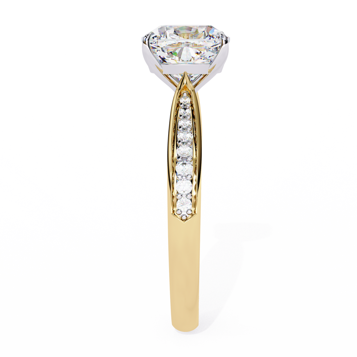 14K Solid Gold Cushion And Round lab Grown Diamond  Pave Set, Elegant Look Gift For her - HIGHCARAT DIAMONDS
