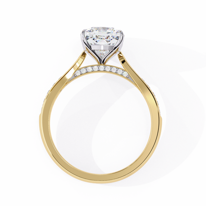 14K Solid Gold Cushion And Round lab Grown Diamond  Pave Set, Elegant Look Gift For her - HIGHCARAT DIAMONDS