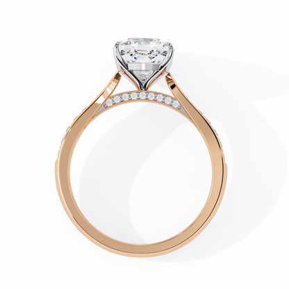 14K Solid Gold Cushion And Round lab Grown Diamond  Pave Set, Elegant Look Gift For her - HIGHCARAT DIAMONDS