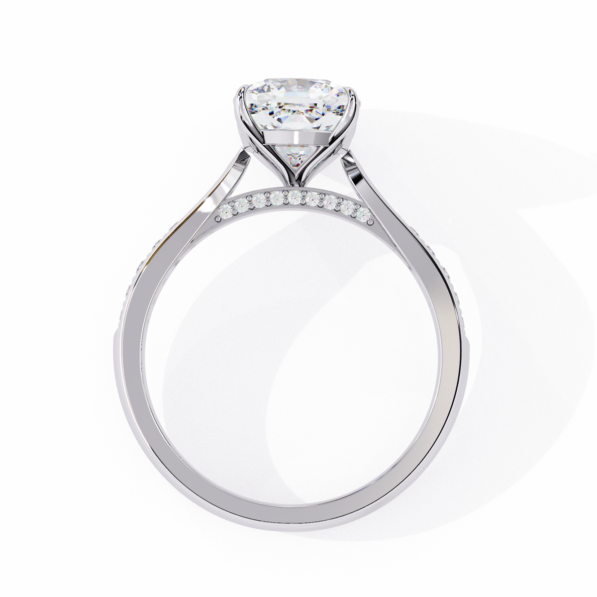 14K Solid Gold Cushion And Round lab Grown Diamond  Pave Set, Elegant Look Gift For her - HIGHCARAT DIAMONDS
