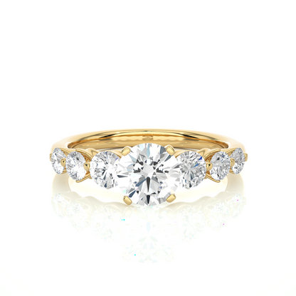 14K Solid Gold  Engagement Ring, Lab grown 1.44 Ct Round Diamond Women's Ring For Anniversary - HIGHCARAT DIAMONDS