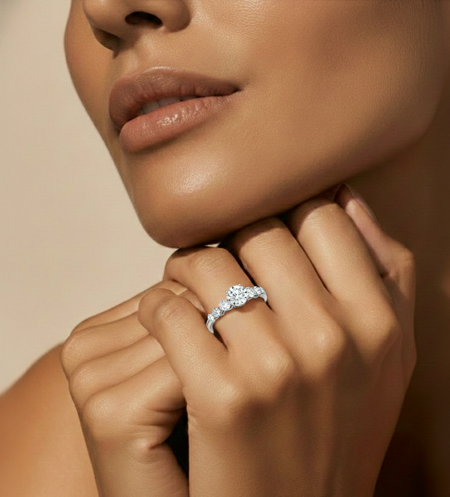 14K Solid Gold  Engagement Ring, Lab grown 1.44 Ct Round Diamond Women's Ring For Anniversary - HIGHCARAT DIAMONDS #wearthelook