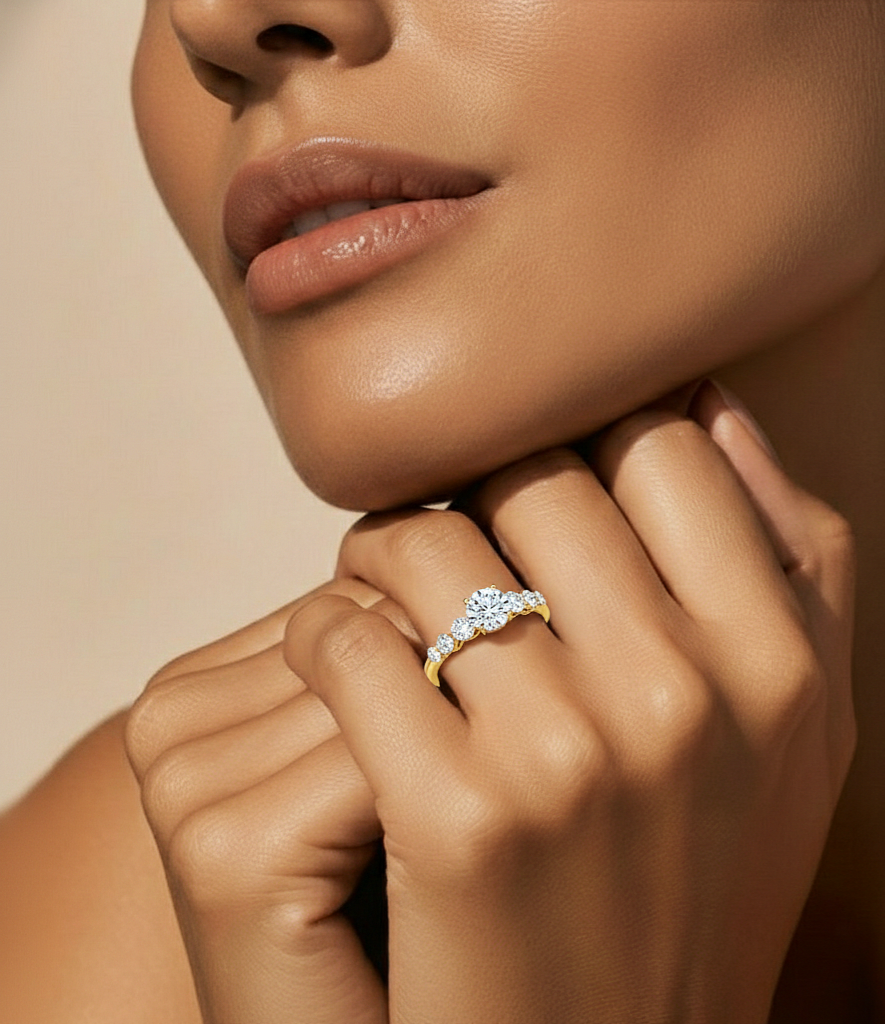 14K Solid Gold  Engagement Ring, Lab grown 1.44 Ct Round Diamond Women's Ring For Anniversary - HIGHCARAT DIAMONDS #wearthelook
