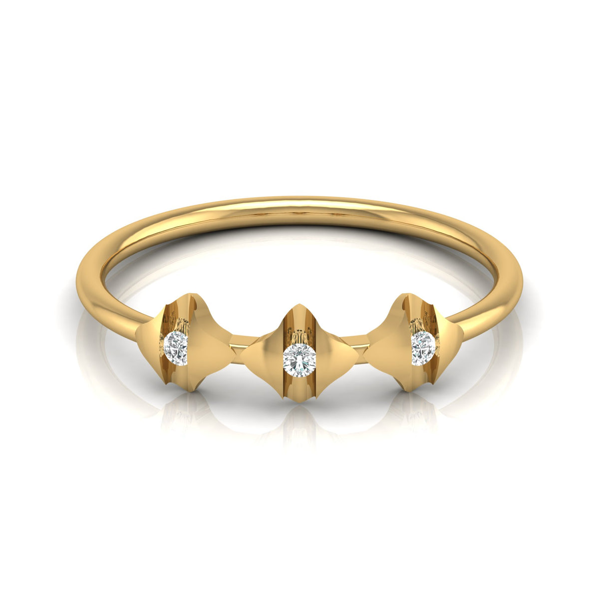 Fancy Round Diamond Ring For Women's In 14 KT Solid Gold Modern And Secure Design - HIGHCARAT DIAMONDS
