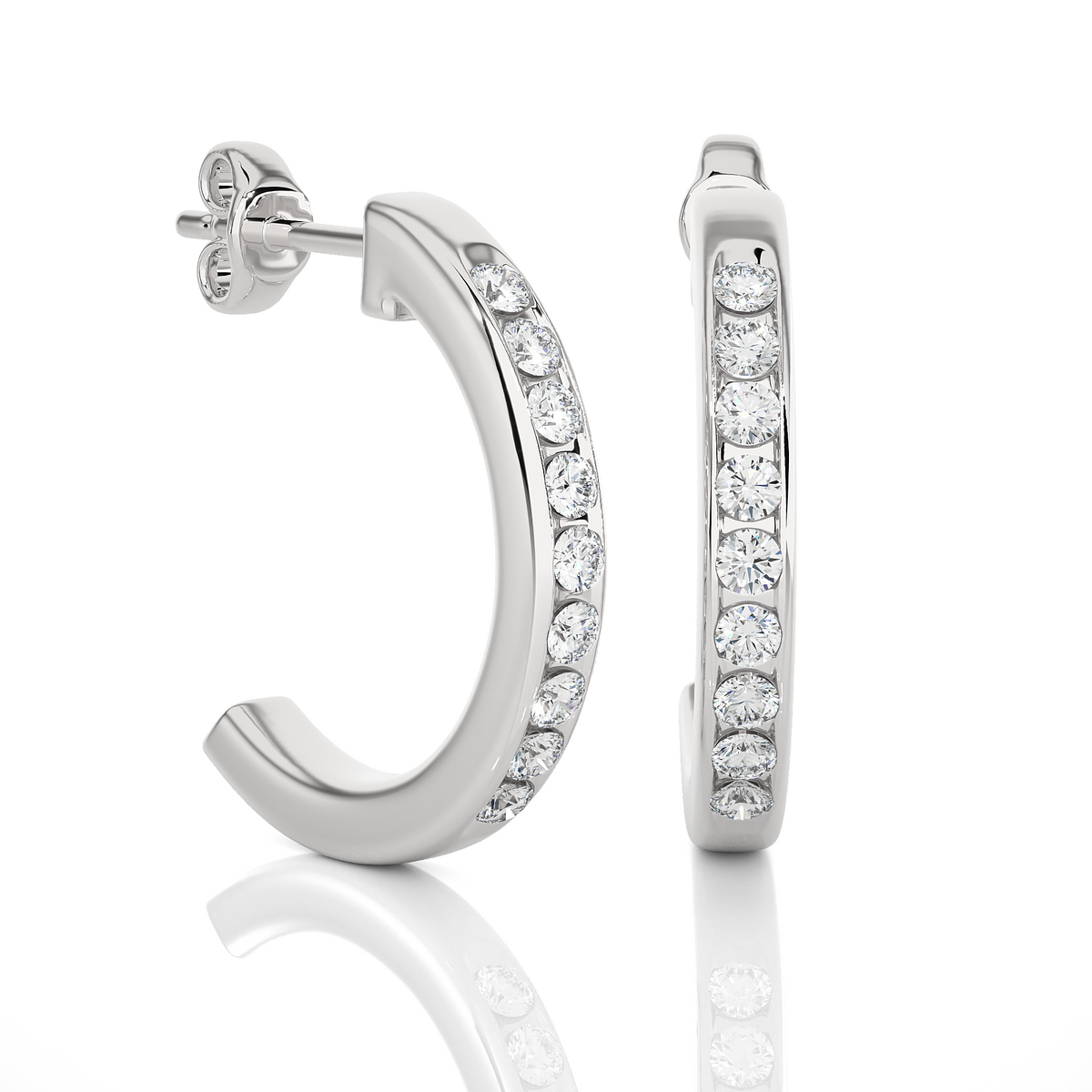 14K Solid Gold Half Hoop Diamond Earrings For Women's Perfect Gift Of Timeless Elegance - HIGHCARAT DIAMONDS