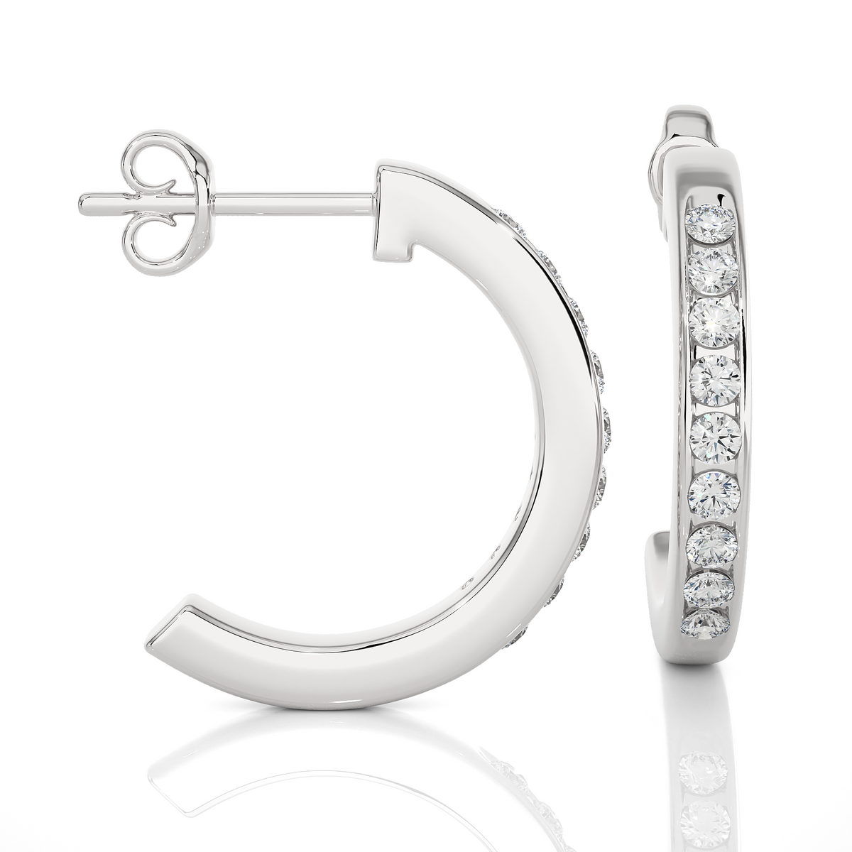 14K Solid Gold Half Hoop Diamond Earrings For Women's Perfect Gift Of Timeless Elegance - HIGHCARAT DIAMONDS
