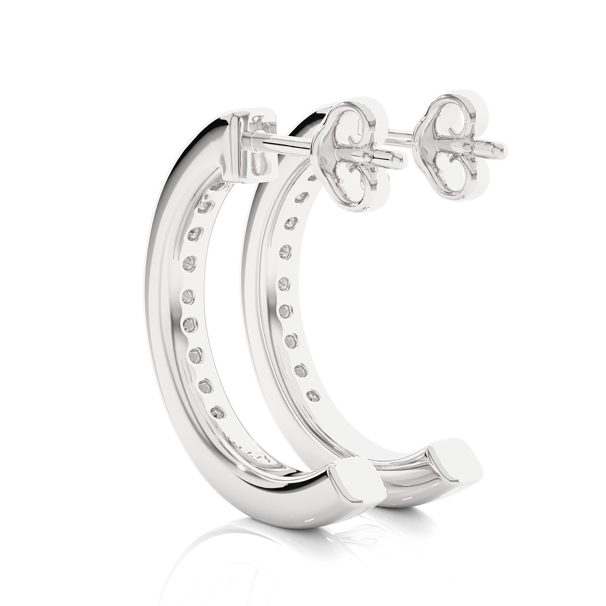 14K Solid Gold Half Hoop Diamond Earrings For Women's Perfect Gift Of Timeless Elegance - HIGHCARAT DIAMONDS