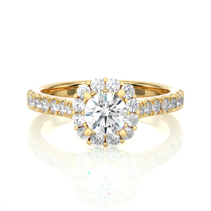14K Solid Gold Lab Grown Diamond Wedding Ring, Accented Round Cut Diamond  For Engagement Ring For Her - HIGHCARAT DIAMONDS
