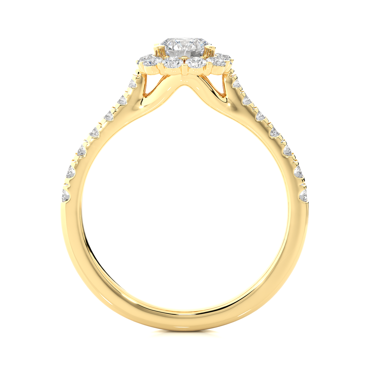 14K Solid Gold Lab Grown Diamond Wedding Ring, Accented Round Cut Diamond  For Engagement Ring For Her - HIGHCARAT DIAMONDS
