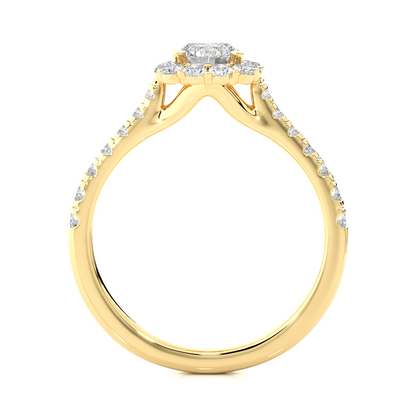 14K Solid Gold Lab Grown Diamond Wedding Ring, Accented Round Cut Diamond  For Engagement Ring For Her - HIGHCARAT DIAMONDS