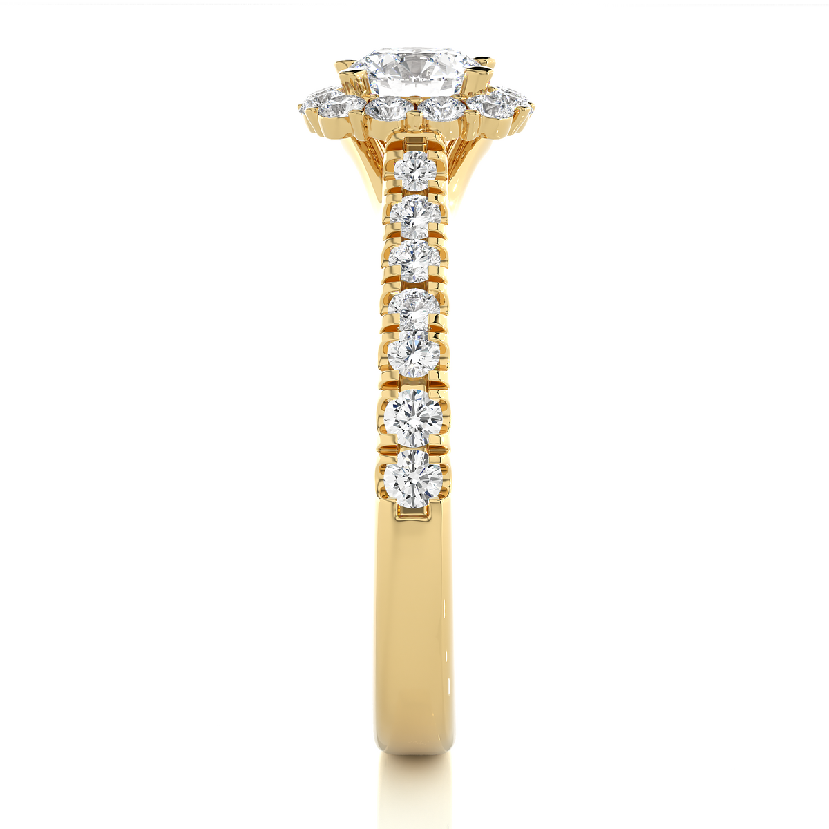 14K Solid Gold Lab Grown Diamond Wedding Ring, Accented Round Cut Diamond  For Engagement Ring For Her - HIGHCARAT DIAMONDS