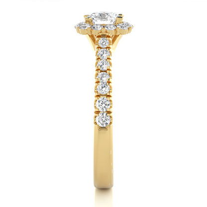 14K Solid Gold Lab Grown Diamond Wedding Ring, Accented Round Cut Diamond  For Engagement Ring For Her - HIGHCARAT DIAMONDS