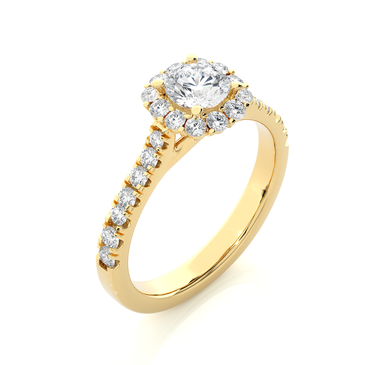 14K Solid Gold Lab Grown Diamond Wedding Ring, Accented Round Cut Diamond  For Engagement Ring For Her - HIGHCARAT DIAMONDS