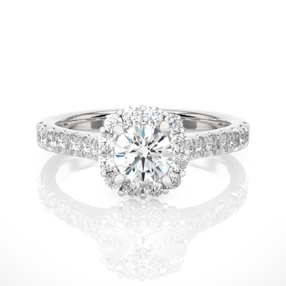 14K Solid Gold Lab Grown Diamond Wedding Ring, Accented Round Cut Diamond  For Engagement Ring For Her - HIGHCARAT DIAMONDS