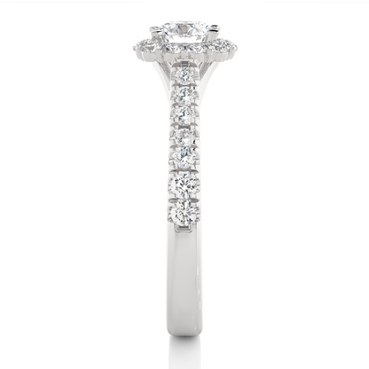 14K Solid Gold Lab Grown Diamond Wedding Ring, Accented Round Cut Diamond  For Engagement Ring For Her - HIGHCARAT DIAMONDS