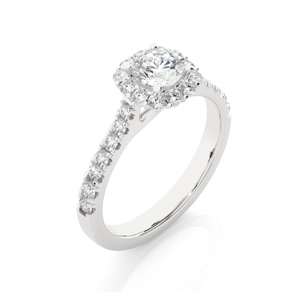 14K Solid Gold Lab Grown Diamond Wedding Ring, Accented Round Cut Diamond  For Engagement Ring For Her - HIGHCARAT DIAMONDS