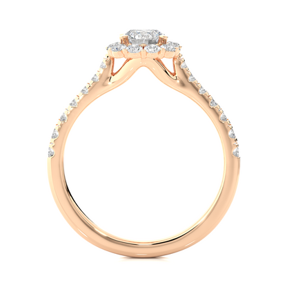 14K Solid Gold Lab Grown Diamond Wedding Ring, Accented Round Cut Diamond  For Engagement Ring For Her - HIGHCARAT DIAMONDS