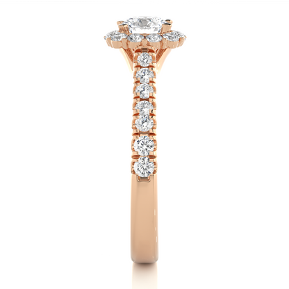 14K Solid Gold Lab Grown Diamond Wedding Ring, Accented Round Cut Diamond  For Engagement Ring For Her - HIGHCARAT DIAMONDS