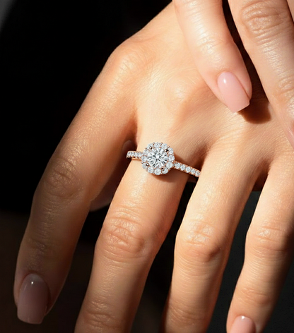 14K Solid Gold Lab Grown Diamond Wedding Ring, Accented Round Cut Diamond  For Engagement Ring For Her - HIGHCARAT DIAMONDS #wearthelook
