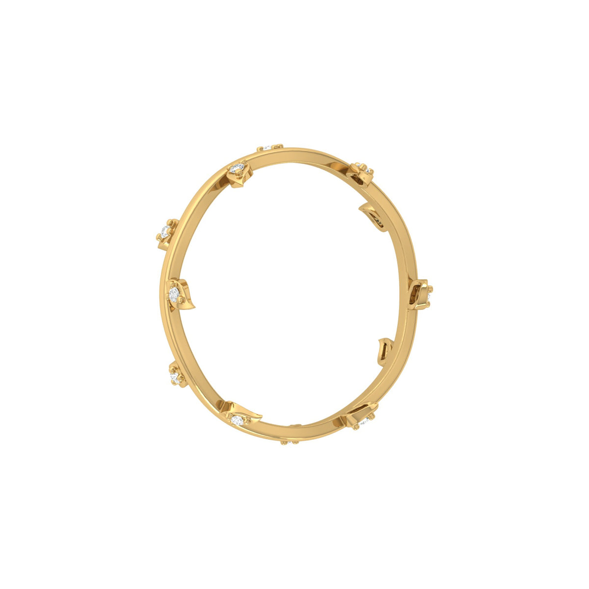 14K Solid Gold Leaf Diamond Band Ring for Women Nature-Inspired Everyday Wear Jewelry - HIGHCARAT DIAMONDS