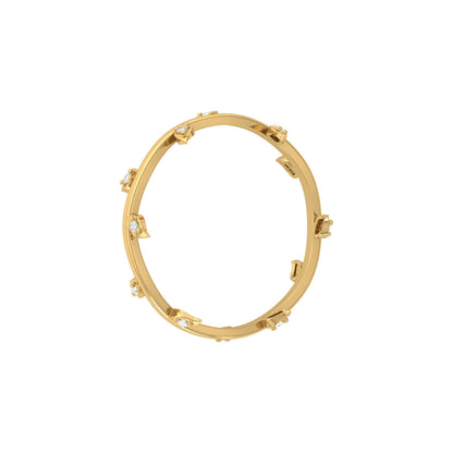 14K Solid Gold Leaf Diamond Band Ring for Women Nature-Inspired Everyday Wear Jewelry - HIGHCARAT DIAMONDS