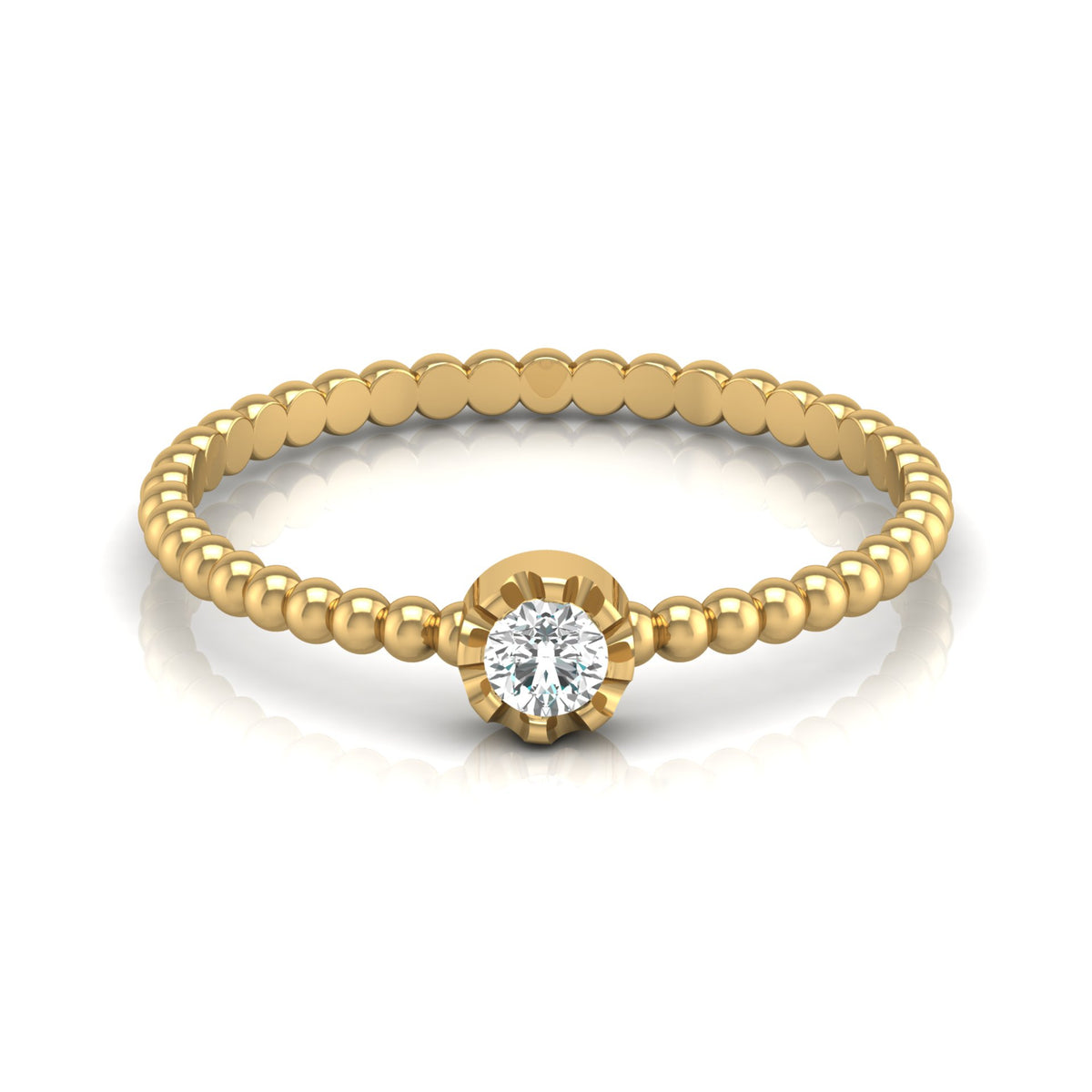 14K Solid Gold Nature-Inspired Leaf Round Shaped Diamond Ring Trendy Luxury Gift For Her - HIGHCARAT DIAMONDS
