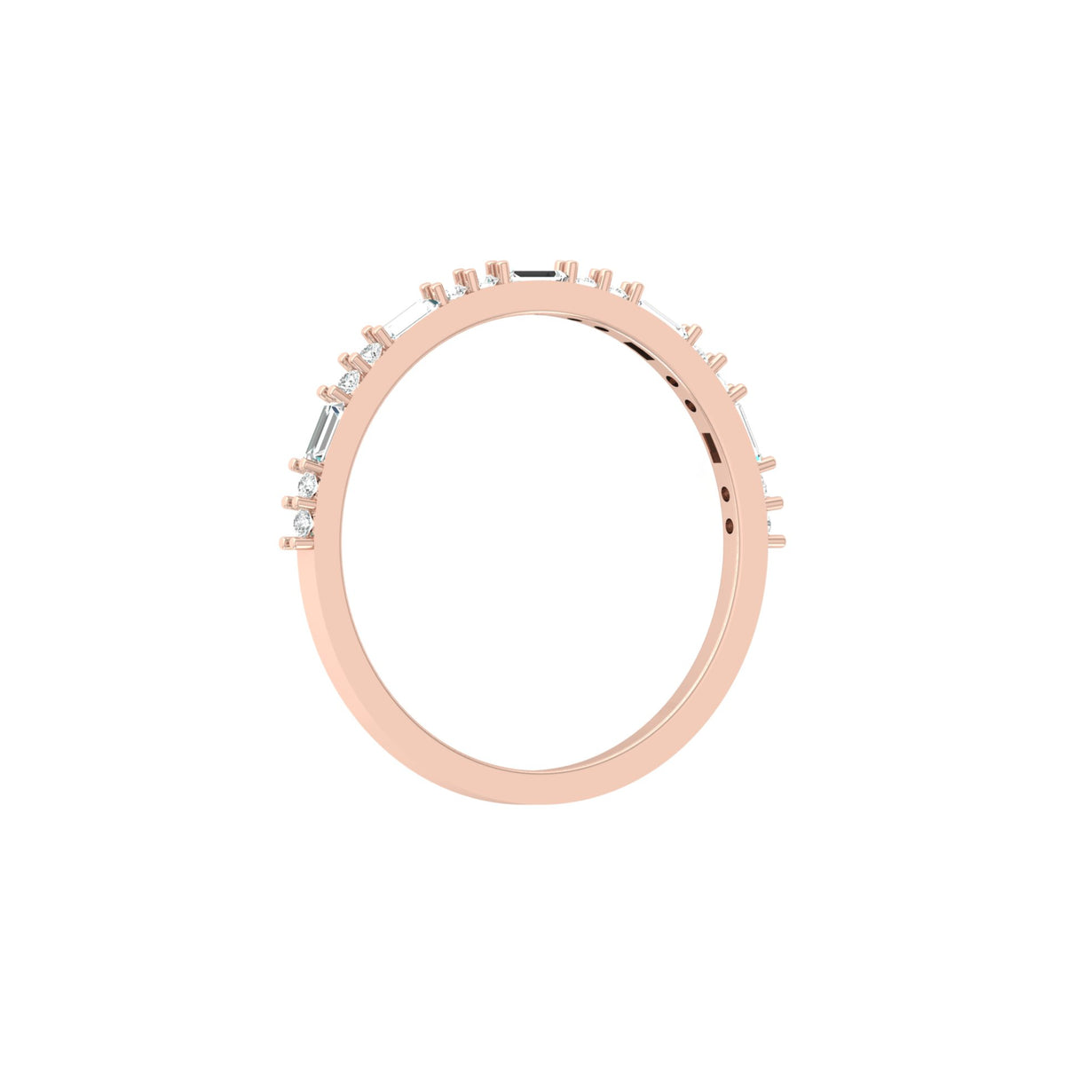 14K Solid Gold Round And Baguette Women's Jewelry Band Rings Perfect Gift For Her - HIGHCARAT DIAMONDS