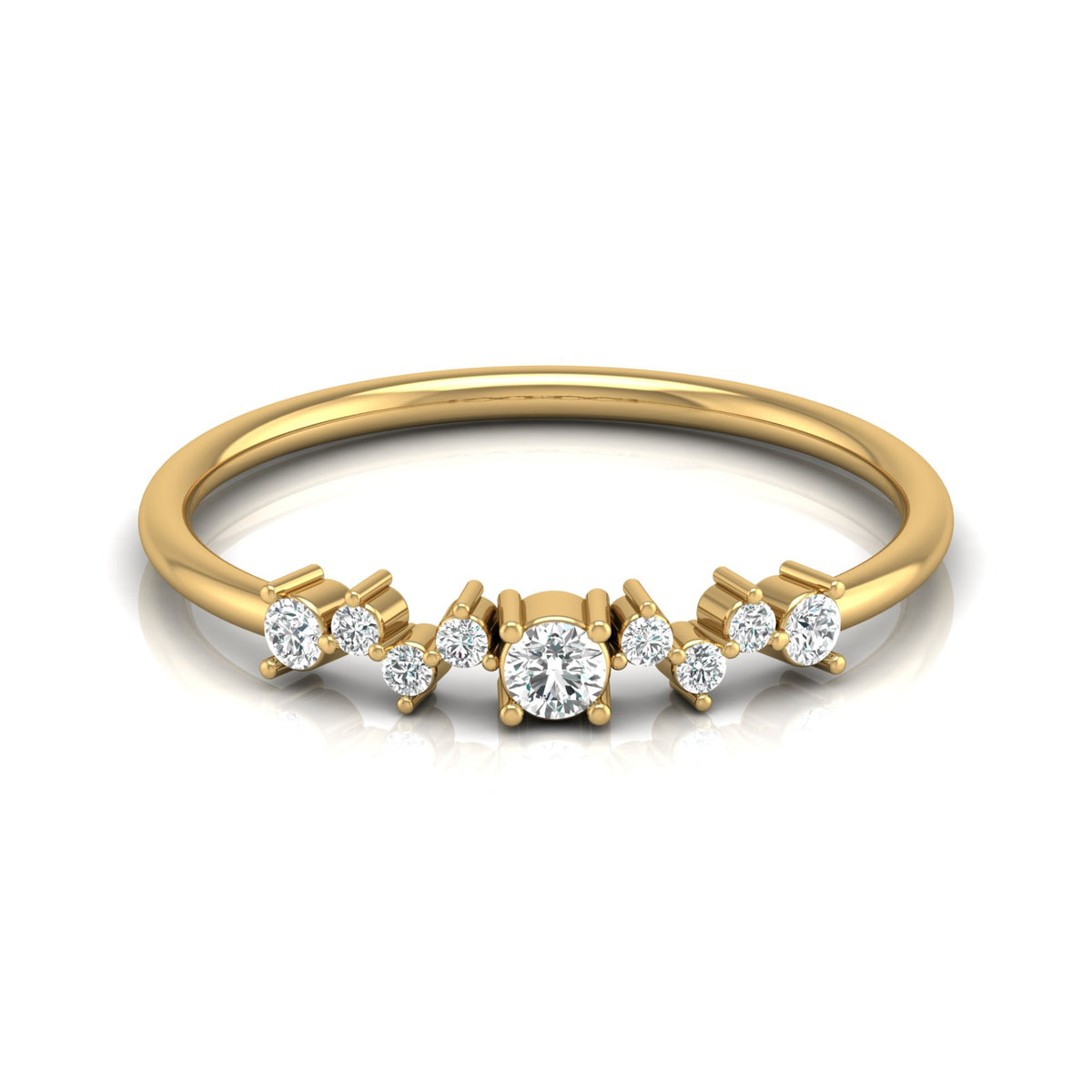 14Kt Solid Gold Diamond Ring for Women's Minimalist Daily Wear Band with Round-Cut Diamonds - HIGHCARAT DIAMONDS