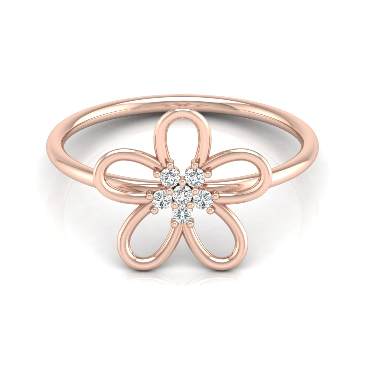 14K Solid Gold  Round Cut Gold Floral Light Weight Ring Perfect Gift For Your Love - HIGHCARAT DIAMONDS