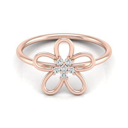 14K Solid Gold  Round Cut Gold Floral Light Weight Ring Perfect Gift For Your Love - HIGHCARAT DIAMONDS