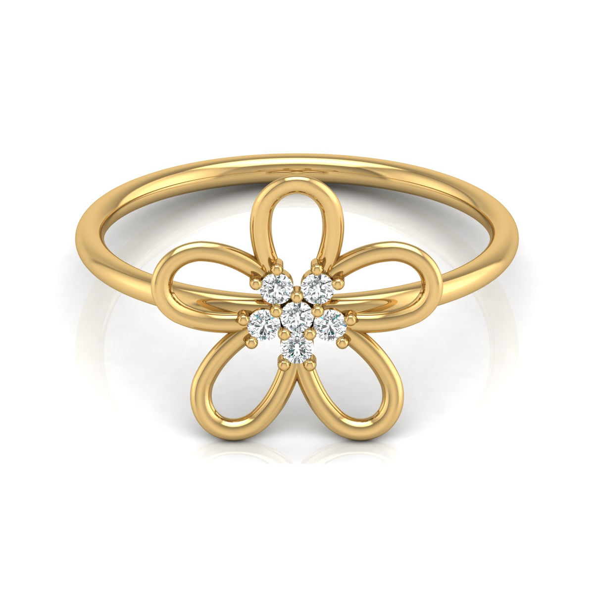 14K Solid Gold  Round Cut Gold Floral Light Weight Ring Perfect Gift For Your Love - HIGHCARAT DIAMONDS