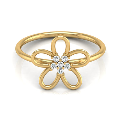 14K Solid Gold  Round Cut Gold Floral Light Weight Ring Perfect Gift For Your Love - HIGHCARAT DIAMONDS