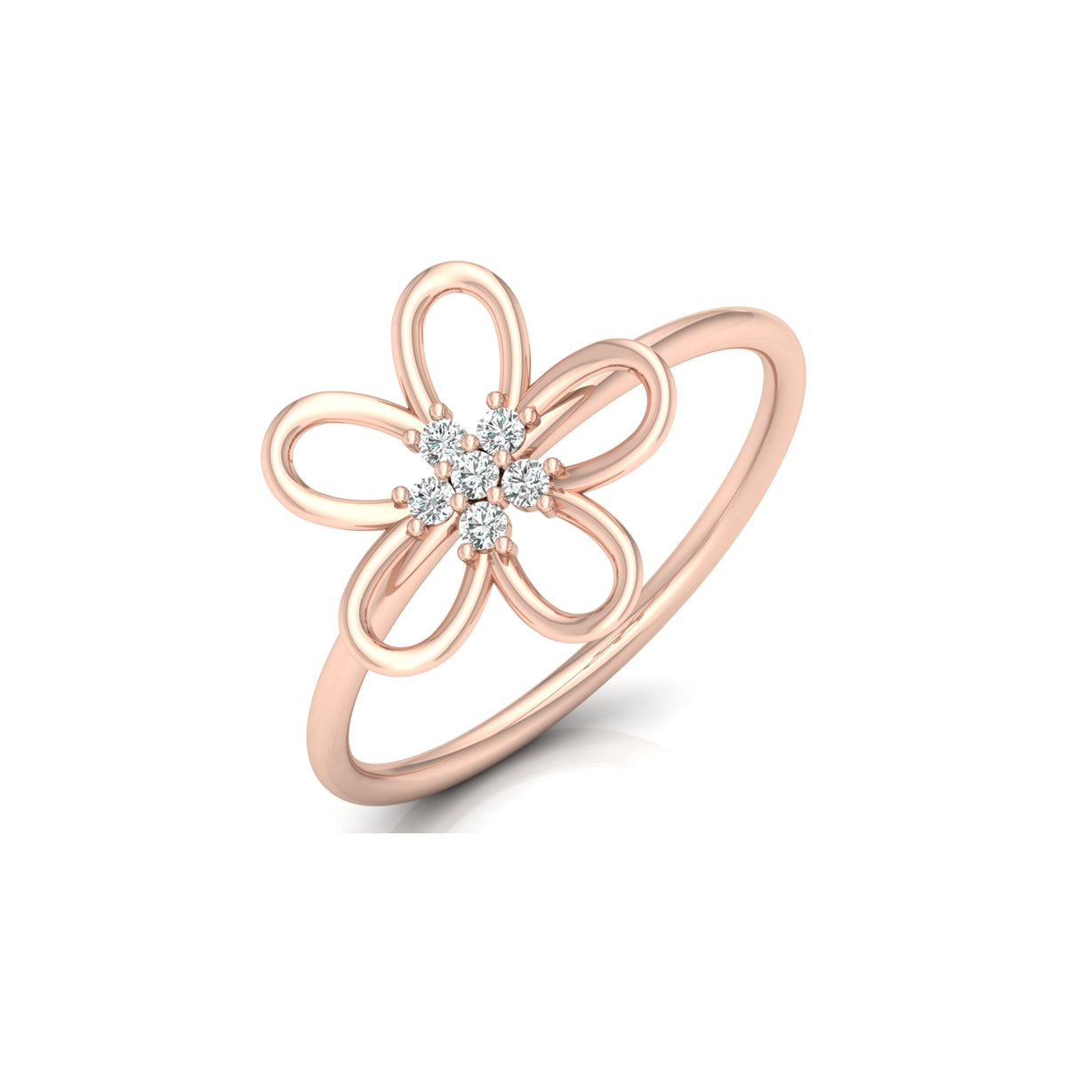 14K Solid Gold  Round Cut Gold Floral Light Weight Ring Perfect Gift For Your Love - HIGHCARAT DIAMONDS