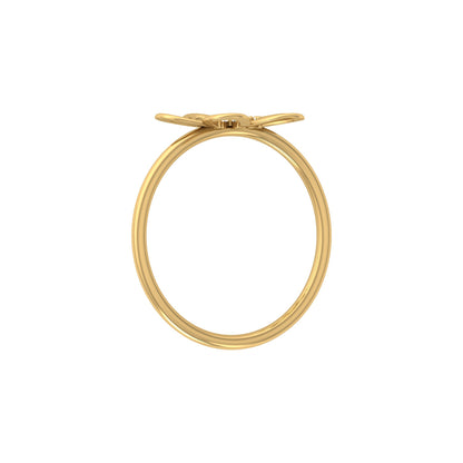 14K Solid Gold  Round Cut Gold Floral Light Weight Ring Perfect Gift For Your Love - HIGHCARAT DIAMONDS