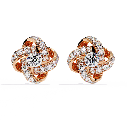 14K Solid Gold Diamond Earrings Angled Perspective