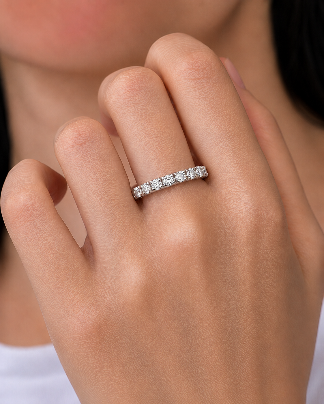 Elegant 14K Solid Gold Round Eternity Band With Sparkling Timeless Labgrown Diamond - HIGHCARAT DIAMONDS