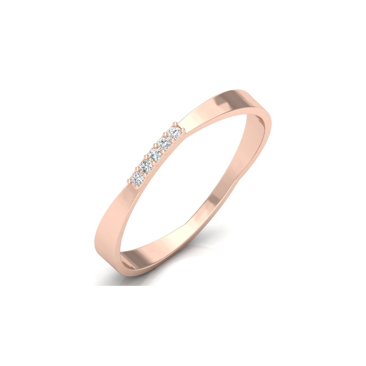 Round Cut Diamond Wedding Band Ring Natural Flow Design For Her 14K Solid Gold - HIGHCARAT DIAMONDS