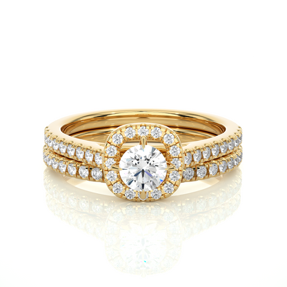 14K Solid Gold Round Shape Diamond Ring, Handmade Accented Perfect Promise Ring for Your Special Person - HIGHCARAT DIAMONDS