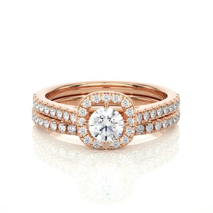 14K Solid Gold Round Shape Diamond Ring, Handmade Accented Perfect Promise Ring for Your Special Person - HIGHCARAT DIAMONDS