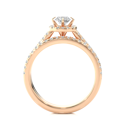 14K Solid Gold Round Shape Diamond Ring, Handmade Accented Perfect Promise Ring for Your Special Person - HIGHCARAT DIAMONDS