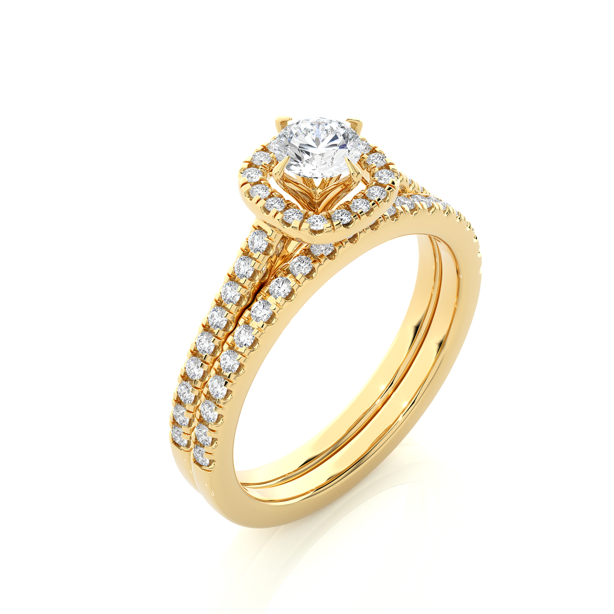 14K Solid Gold Round Shape Diamond Ring, Handmade Accented Perfect Promise Ring for Your Special Person - HIGHCARAT DIAMONDS