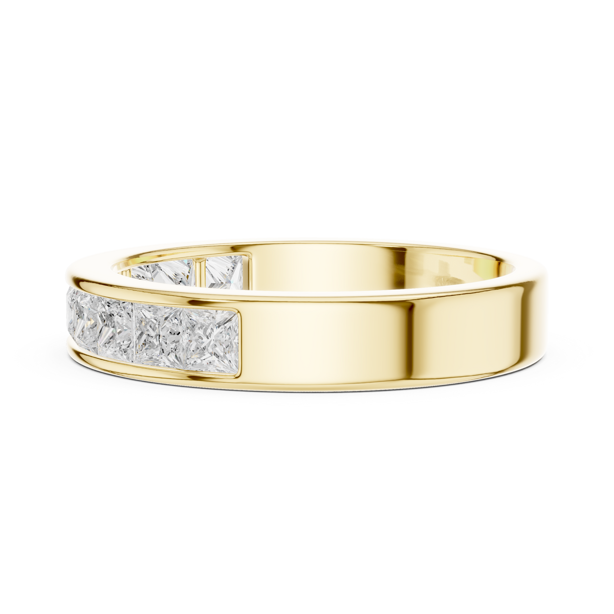 14K Solid White Gold Princess Cut Lab Grown Diamond Half Eternity Band - HIGHCARAT DIAMONDS