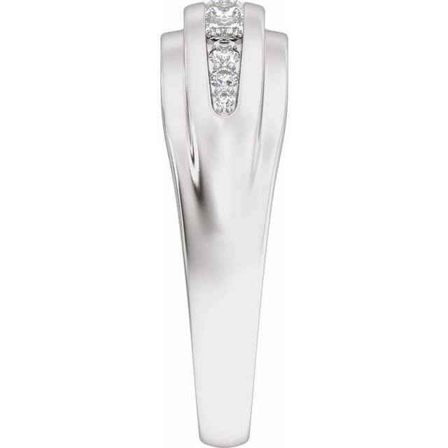 14k-white-1/2-ctw-lab-grown-diamond-stepped-edge-tapered-band