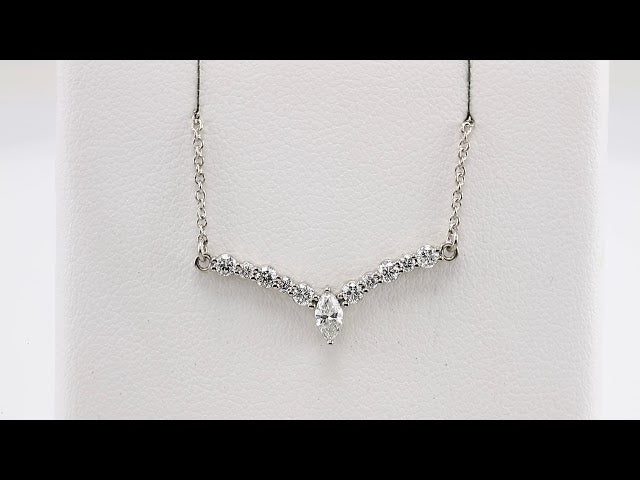 14k-white-1/3-ctw-natural-diamond-v-16"-necklace