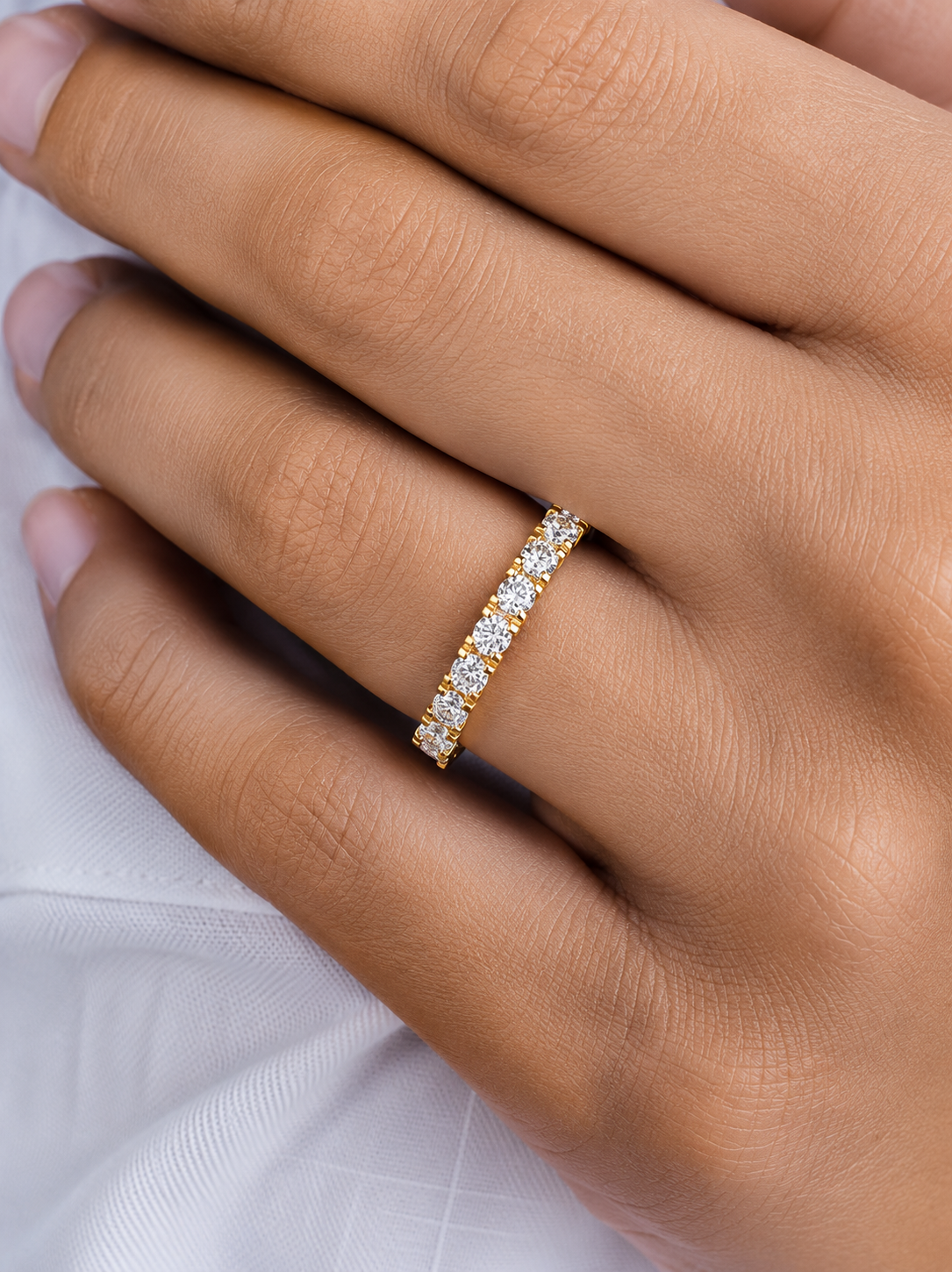14K White Gold Round Diamond Wedding Eternity Band Elegant Yet Budget-Friendly with labgrown Diamond - HIGHCARAT DIAMONDS