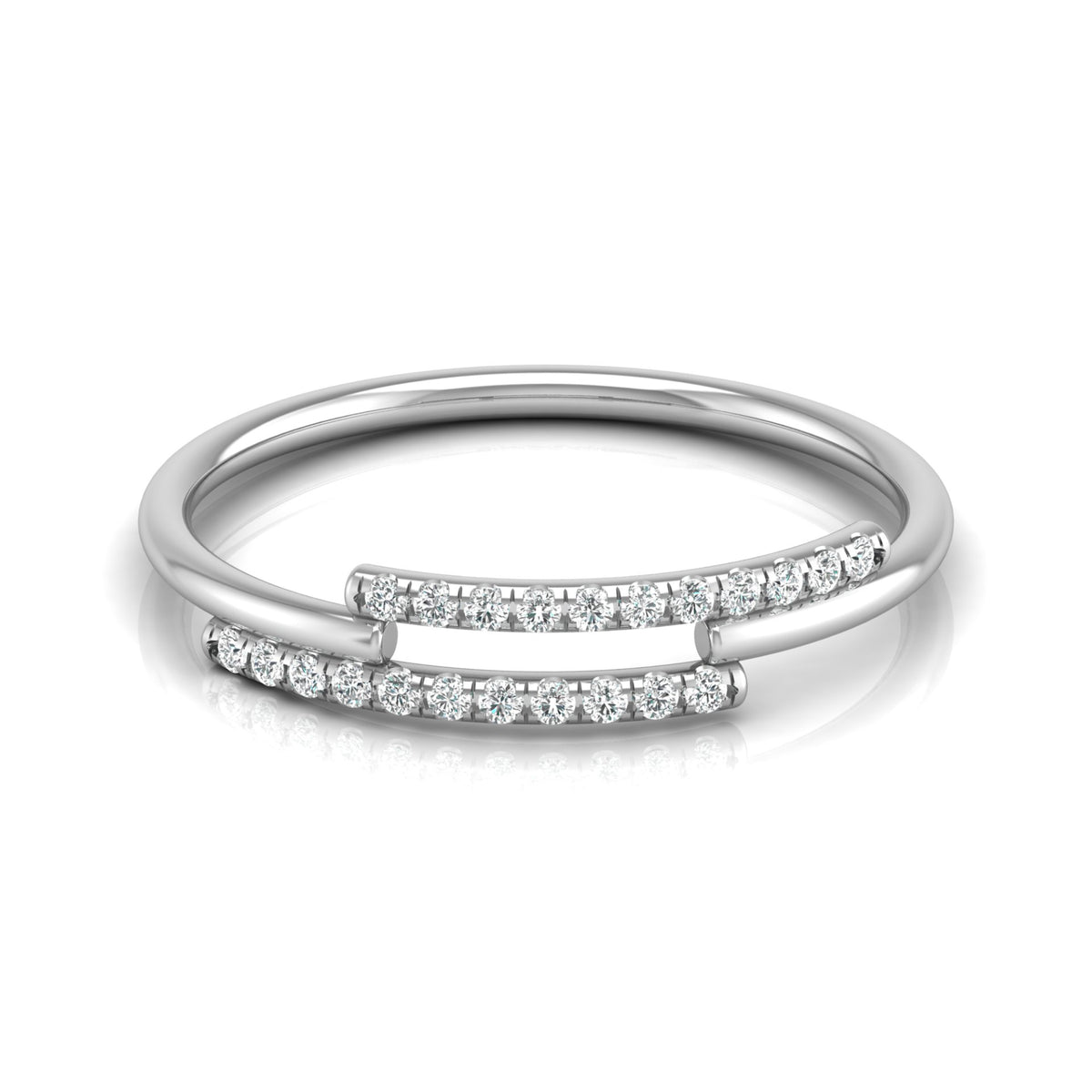 Round Open Wedding Band 14K Solid White Gold Skinny Cuff Ring for Elegant Everyday Wear - HIGHCARAT DIAMONDS