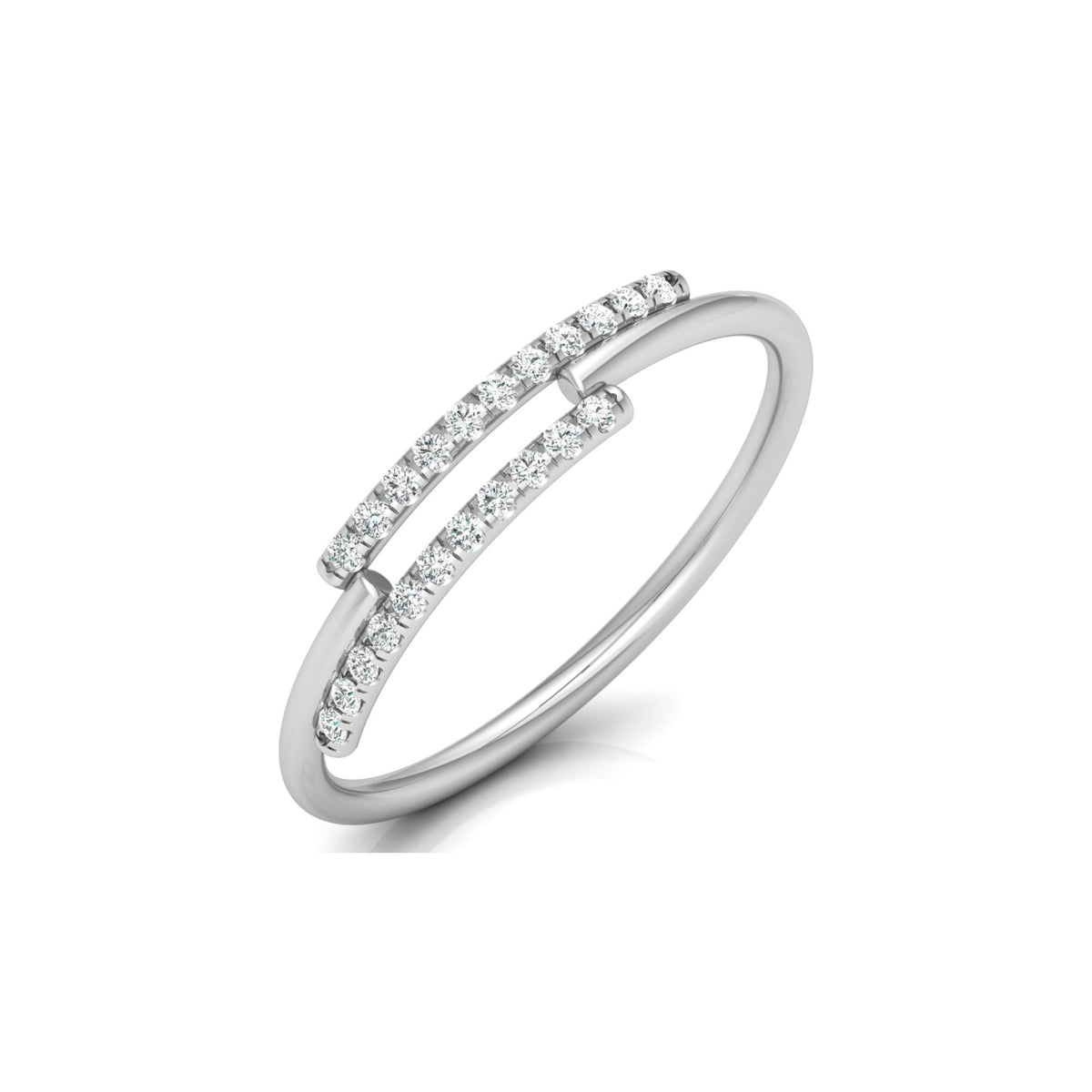 Round Open Wedding Band 14K Solid White Gold Skinny Cuff Ring for Elegant Everyday Wear - HIGHCARAT DIAMONDS