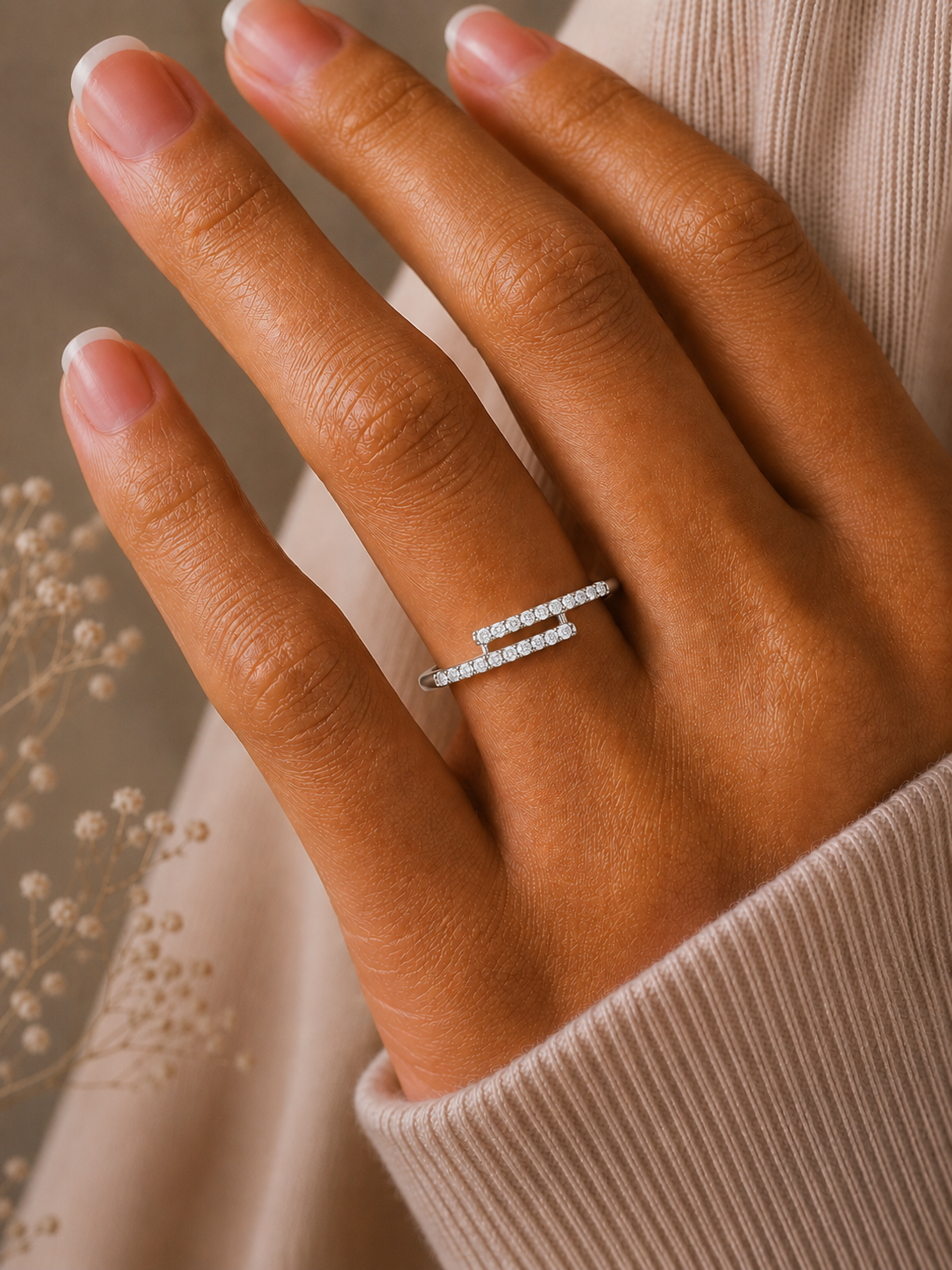 Round Open Wedding Band 14K Solid White Gold Skinny Cuff Ring for Elegant Everyday Wear - HIGHCARAT DIAMONDS