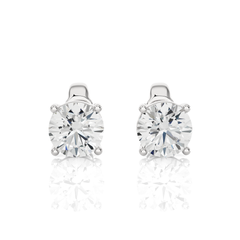 Round Solitaire Stud Earrings Side Profile Showing Setting
